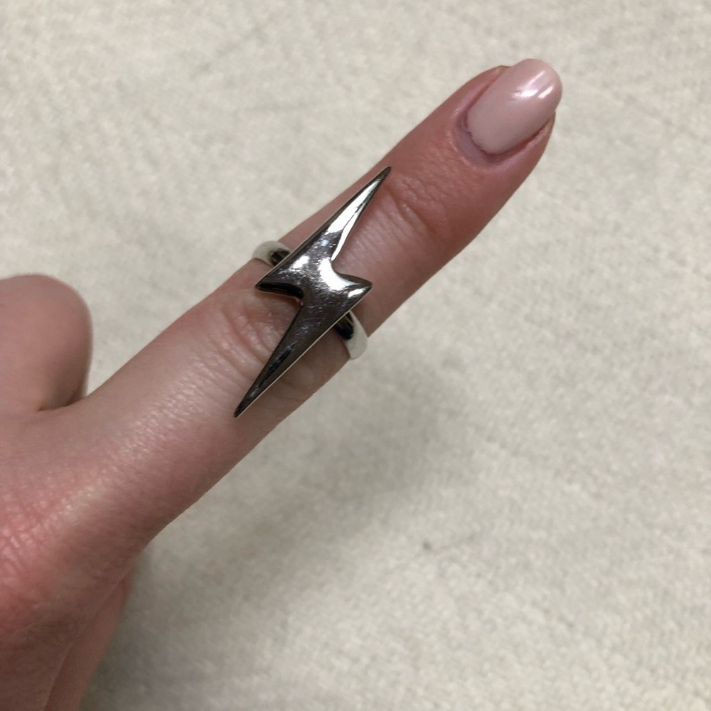 Silver Lightning Bolt Ring Size 4